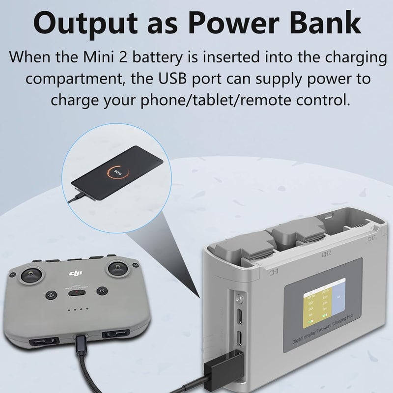 MVMOD Mini 4K/Mini 2 Battery 2Pack with Charging Station, Intelligent Batteries for DJI Mini SE with Display Two-Way Charging Hub, 2400mAh 7.7V 31Mins Flight Time Rechargeable Battery - Image 5